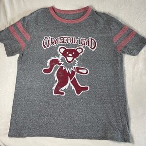Gray Grateful Dead Graphic T-Shirt with Classic Bear Logo - Large